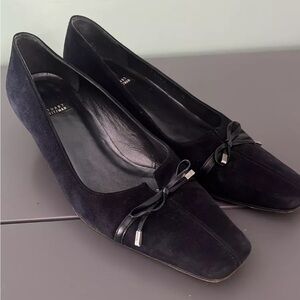 Stuart Weitzman Pointed Snip Toe Pumps Kitten Heel Block Heel Suede Vintage RARE